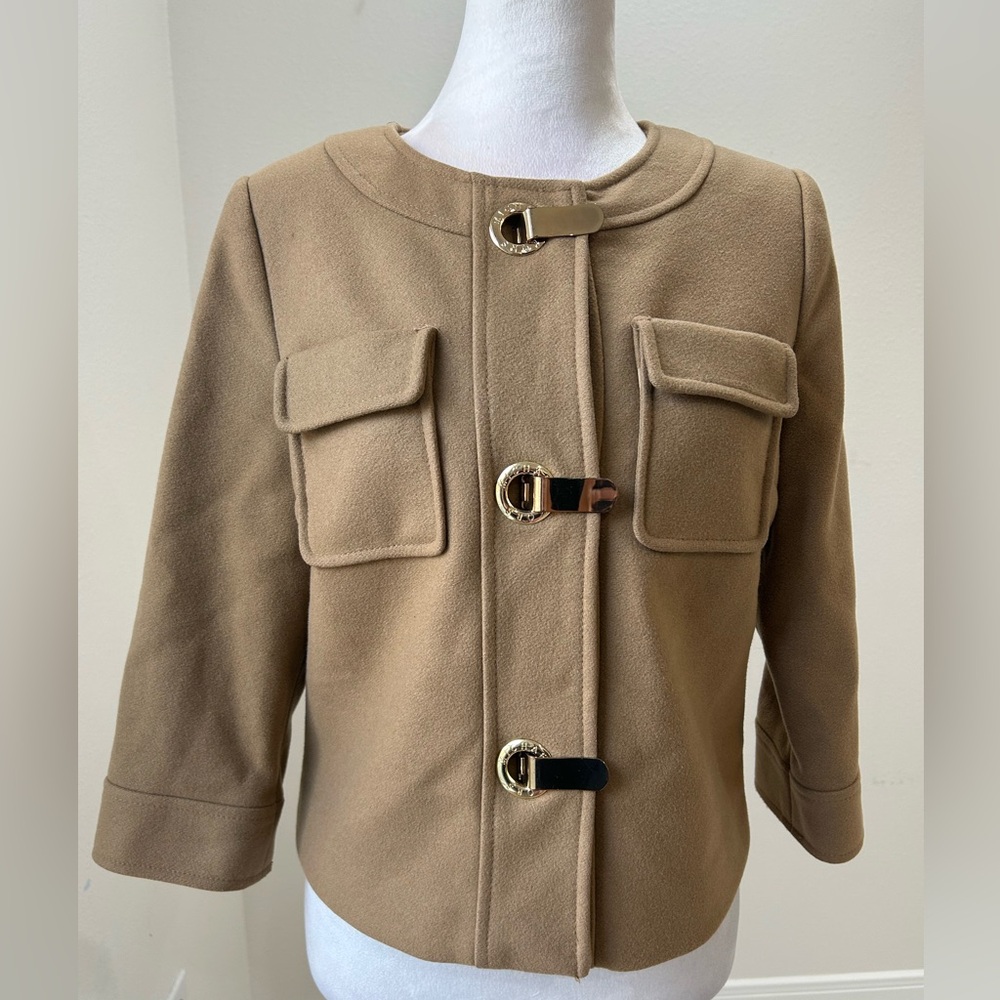 Michael Kors Woman’s Tan Wool Jacket With Toggle Closures, Size S